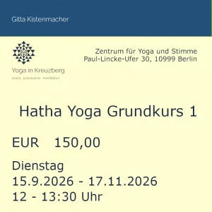 Ticket Hatha Yoga Grundkurs 1 (Dienstag)